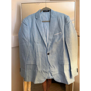 NEW Wangyue Blue Mens Slim Fit 1 Button Wedding Suit Coat Blazer XL
